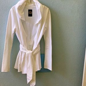 LUCKY BRAND all cotton lightweight hooded cardigan. Raw edges.